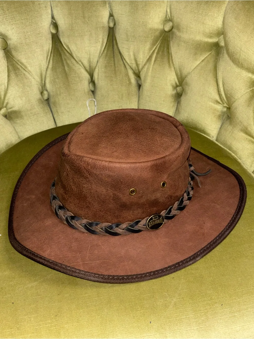 Barmah Squashy Bronco Hat Cattle Leather Made In USA Brown - Large 57